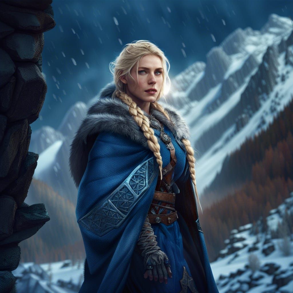 Nordic Woman in Armor, Detailed Fantasy Art