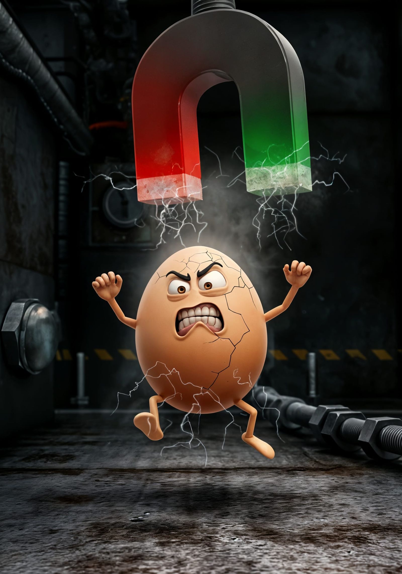 Egg in Industrial Magnet Suction