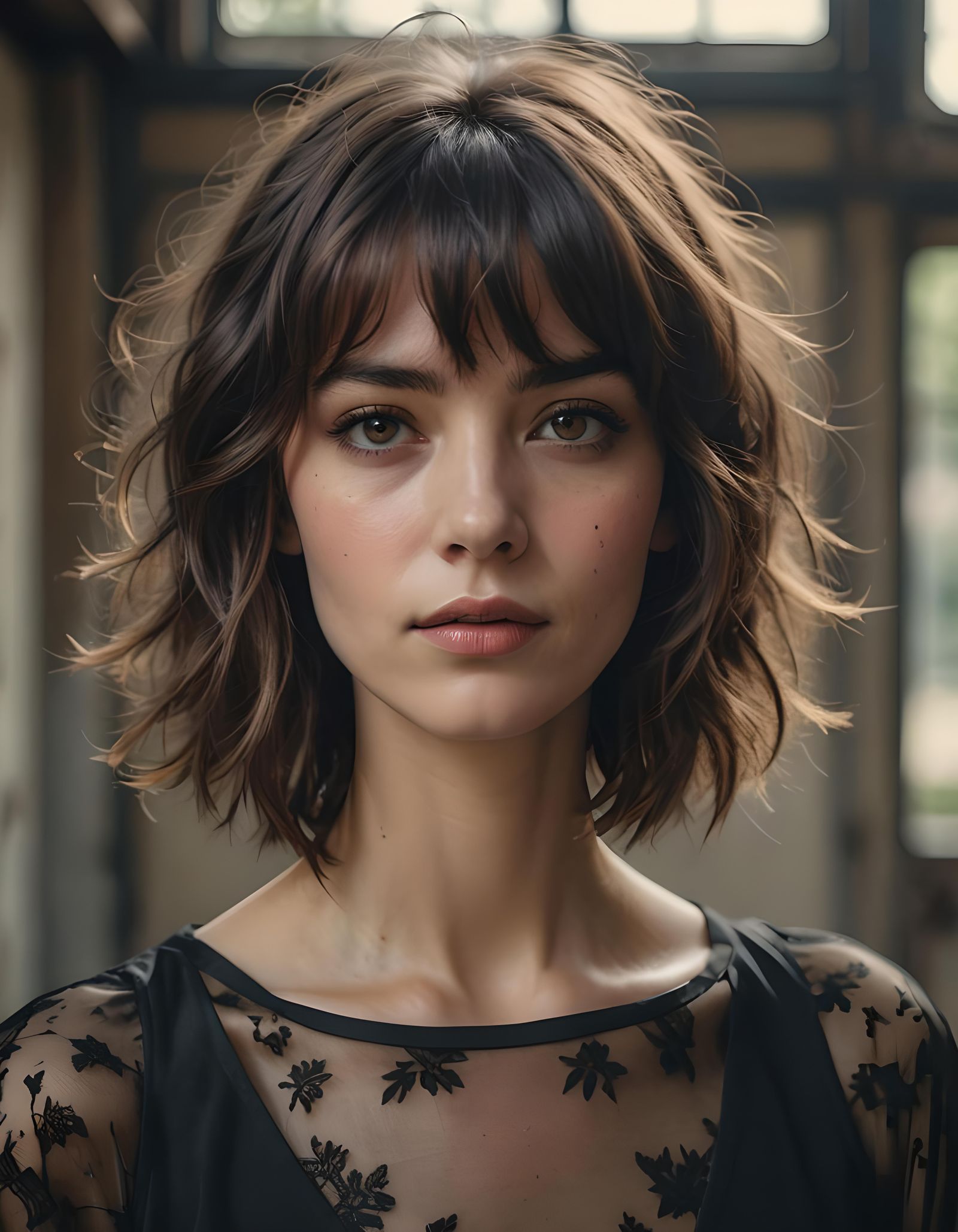 Photorealistic Brunette Woman with Brown Eyes