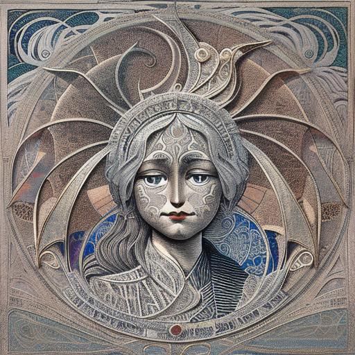 Intricate Calligraphic Art Nouveau Design