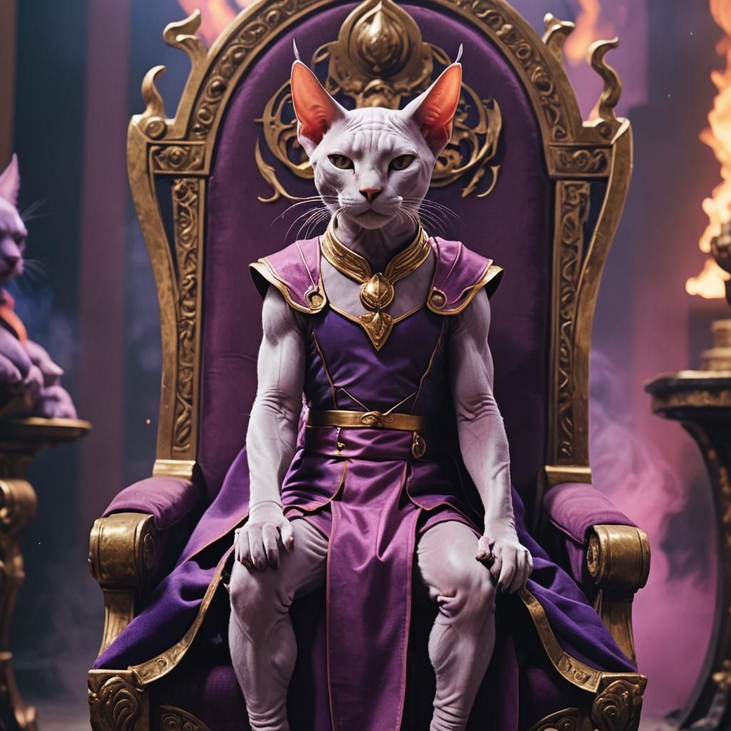 Hairless Cat as Lord Beerus in Kurosawa Style
