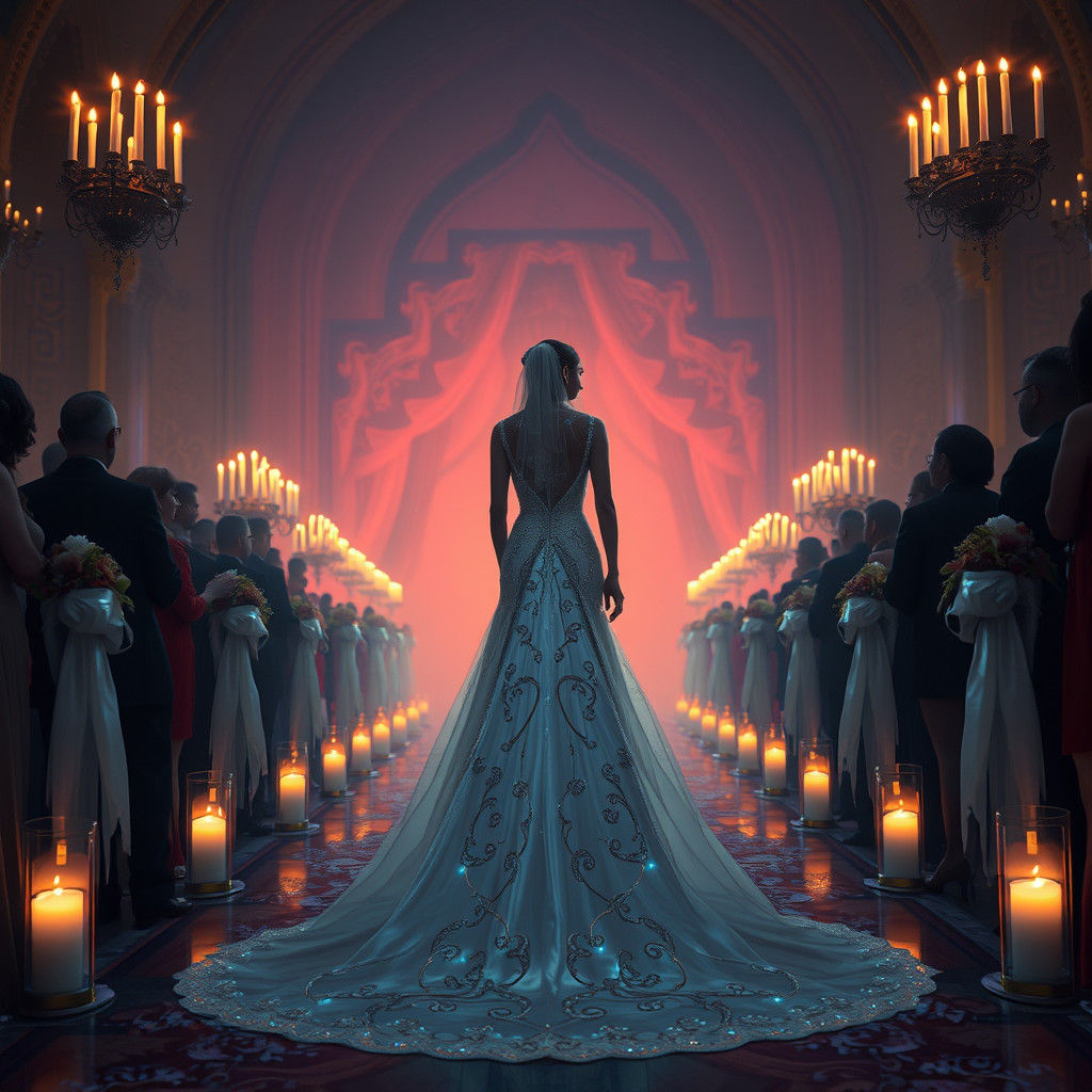 Iridescent Wedding Gown in Wistful Digital Art