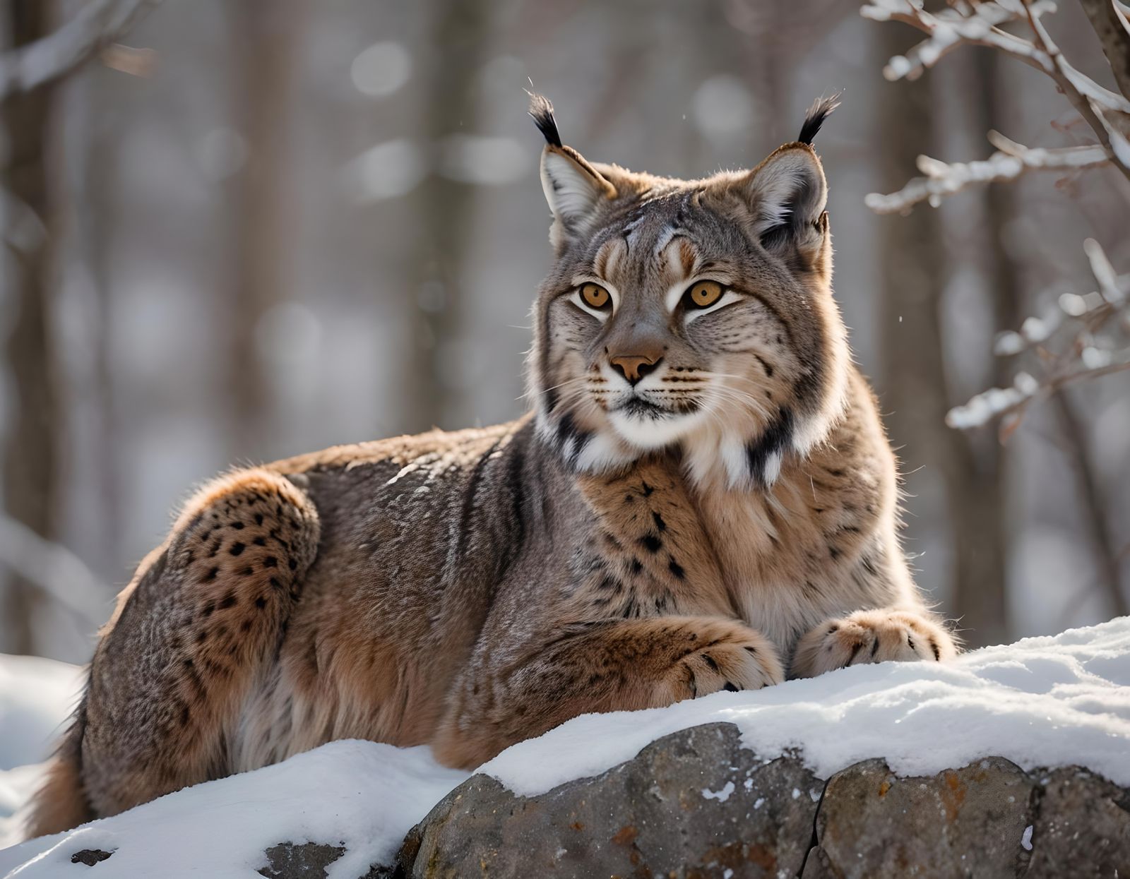 Canadian Lynx in Winter Landscape