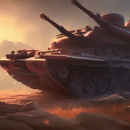 Detailed Tank Matte Painting in Fantasy Style