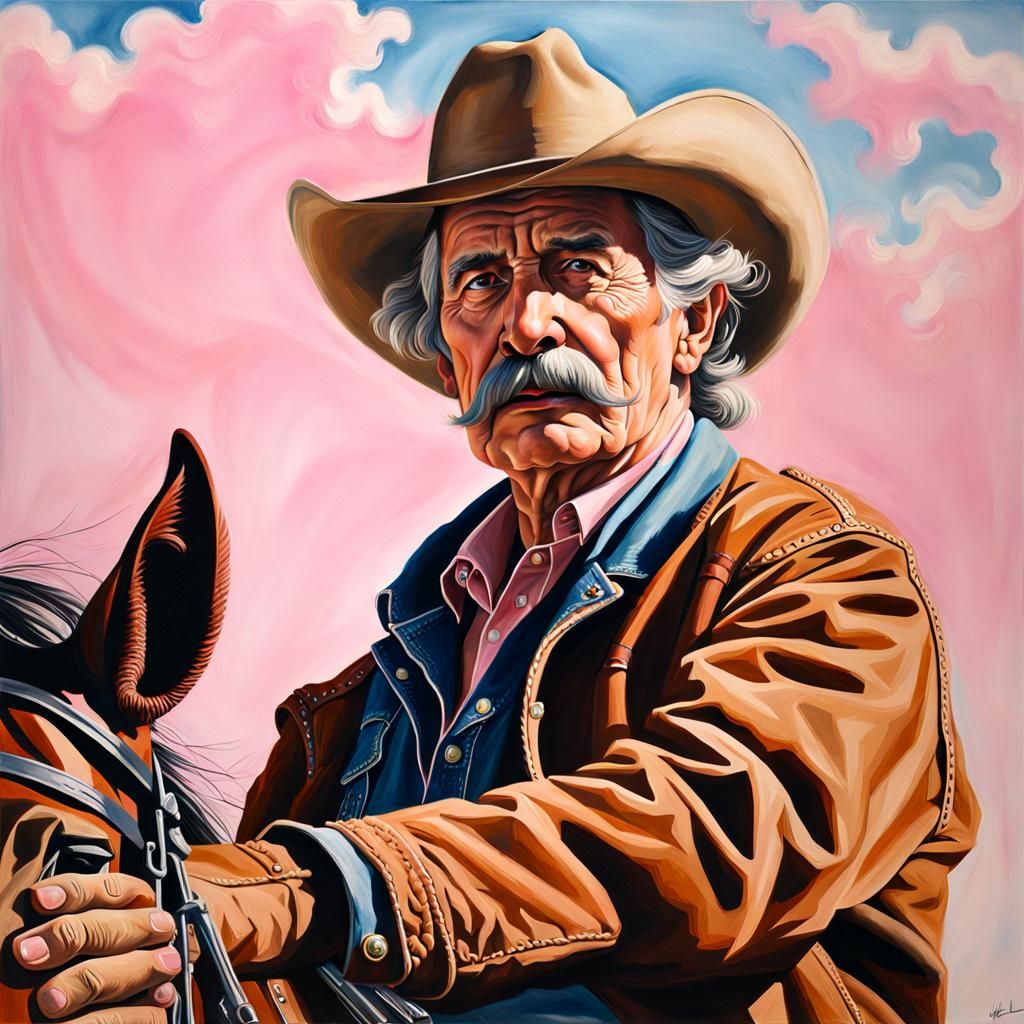 Cowboy Portrait in Oil Paint Style
