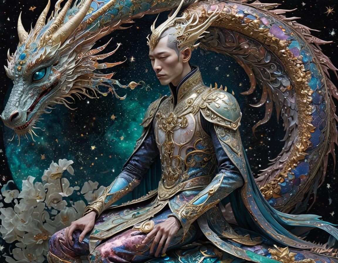 Alien Emperor on Star Dragon in Illustrative Style