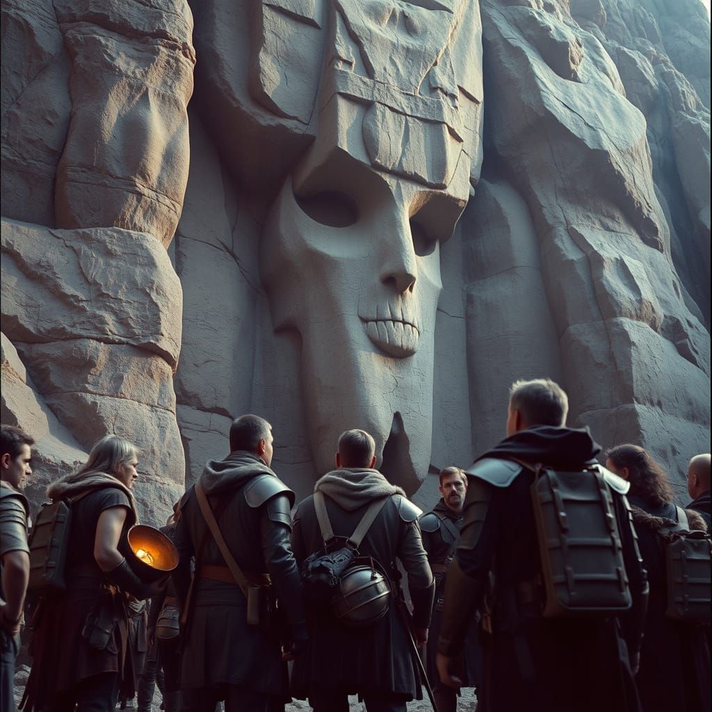 Adventurers Discover Colossal Rock Wall Sculpture