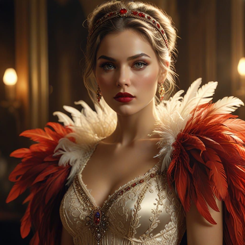 Lee Bogle as a Glamorous Gatsby-Era Beauty in Hyper-Realisti...