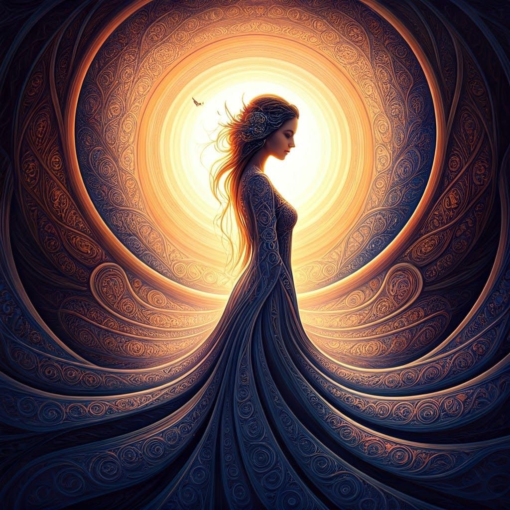 Ethereal Lady in Moonlit Twilight: Surreal Impressionism