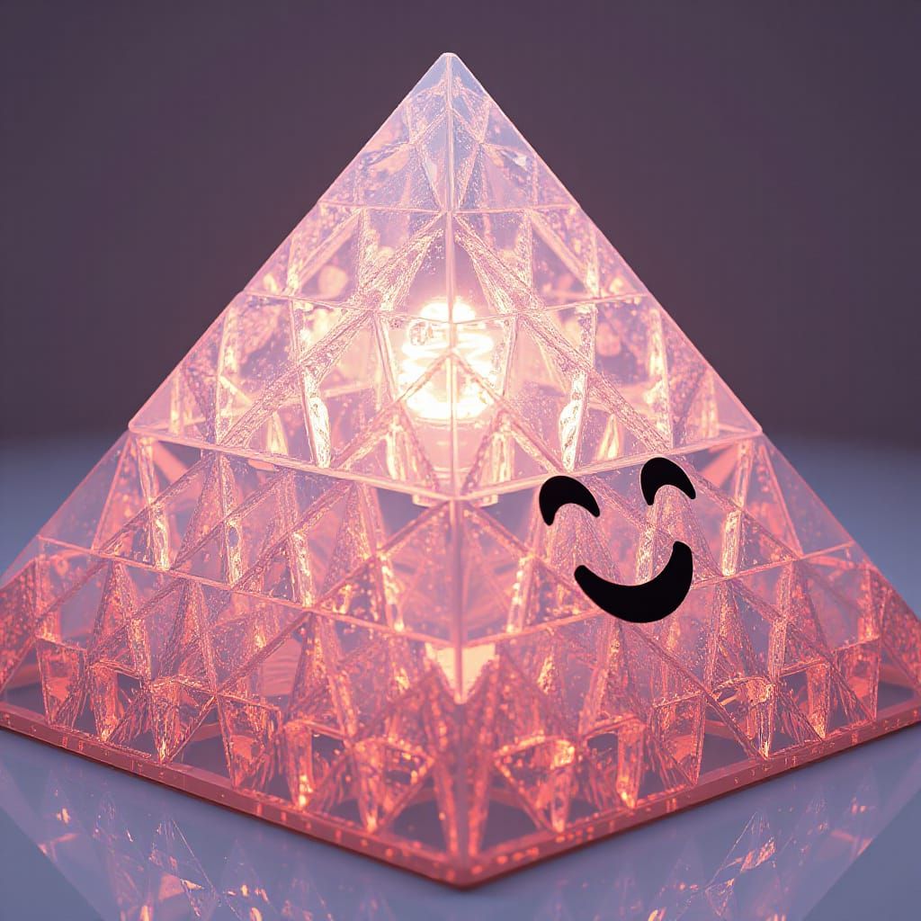Colossal Plastic Pyramid With Face in Hyperrealistic CGI