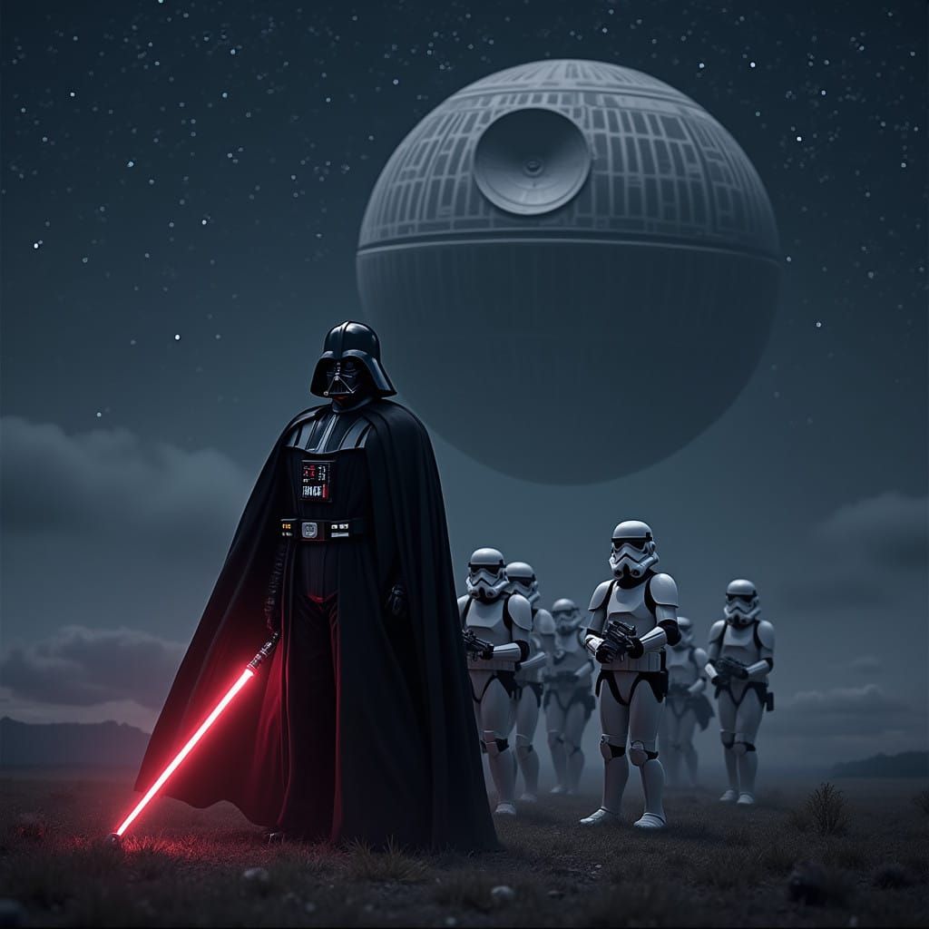 Darth Vader in Epic Space Battle Scene