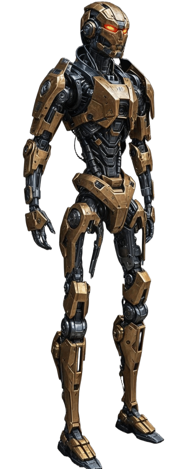 Armored Humanoid Combat Robot in Sci-Fi Style