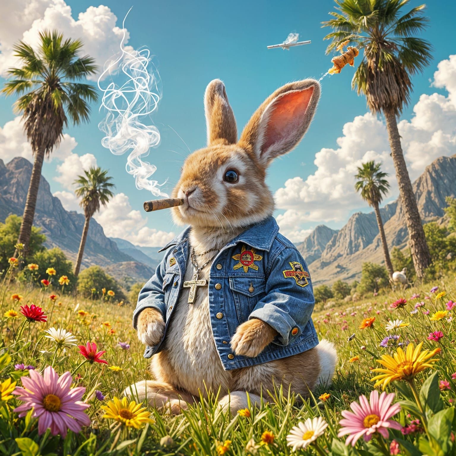 Easter Bunny Smokes a Crossed Joint in Rebellion