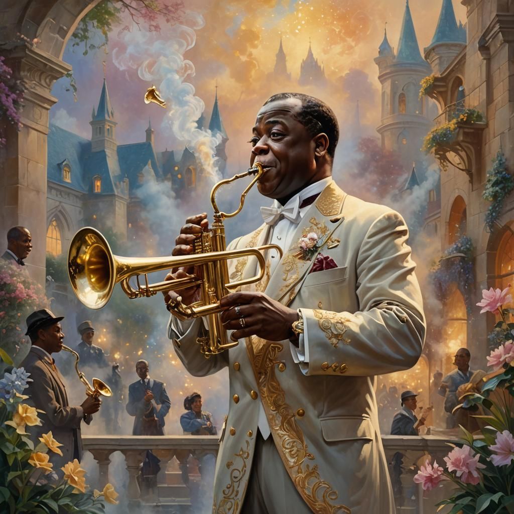 Louis Armstrong as Royal Trumpeter in Ethereal Art