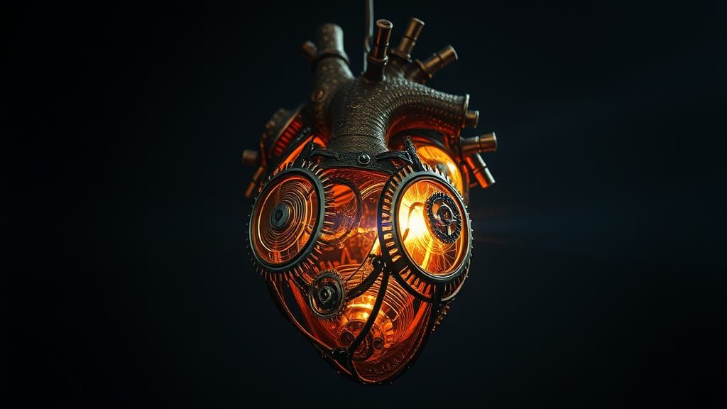 Mechanical Heart in Void: Steampunk Sci-Fi