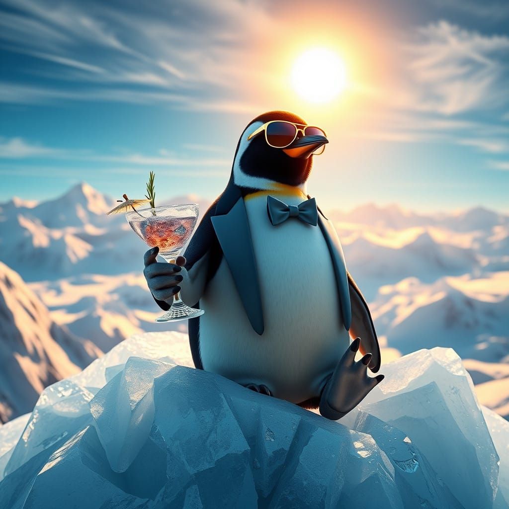 Regal Penguin Soaks Up Antarctic Sun in Tailored Style