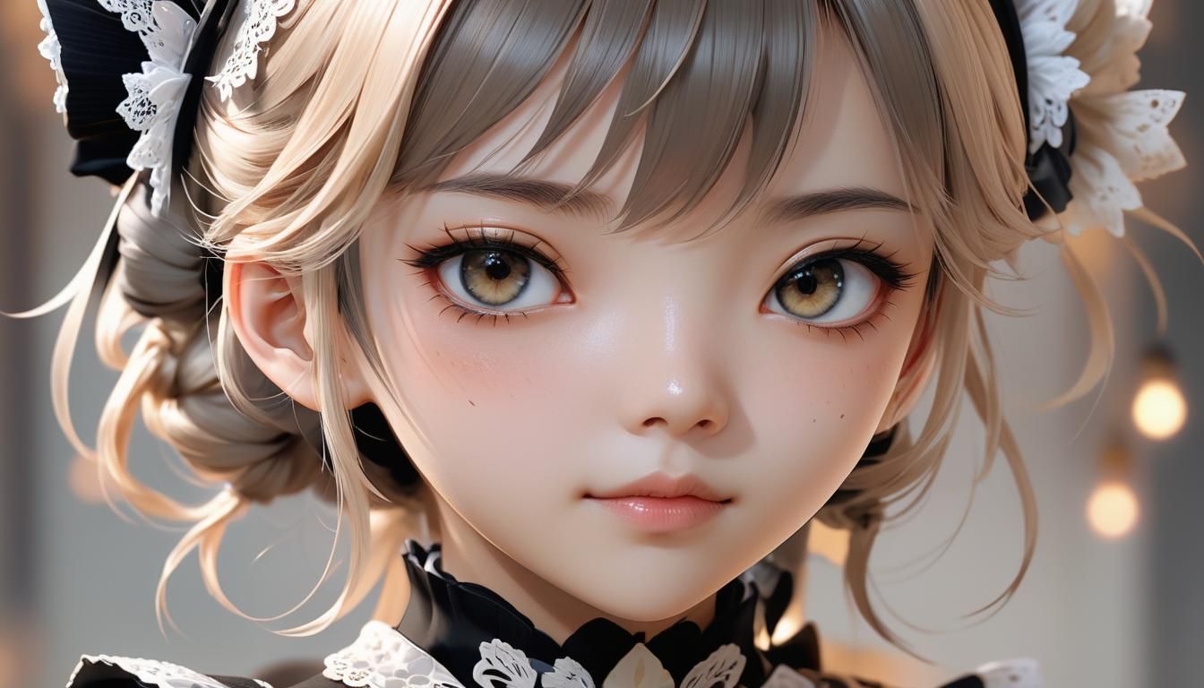 Anime Black Maid Portrait in 3D Cinematic Art