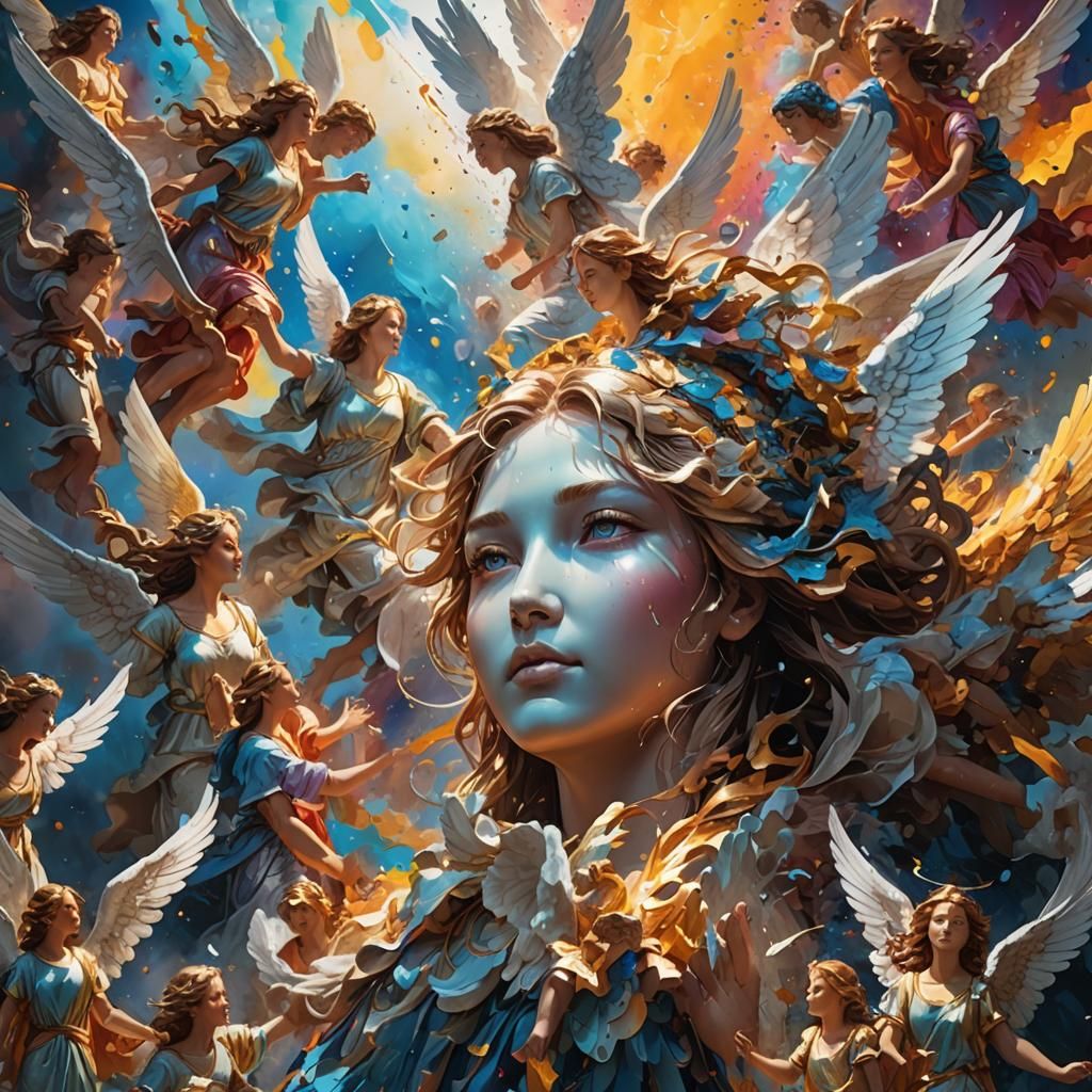 Angels Descending: Hyperrealistic Concept Art