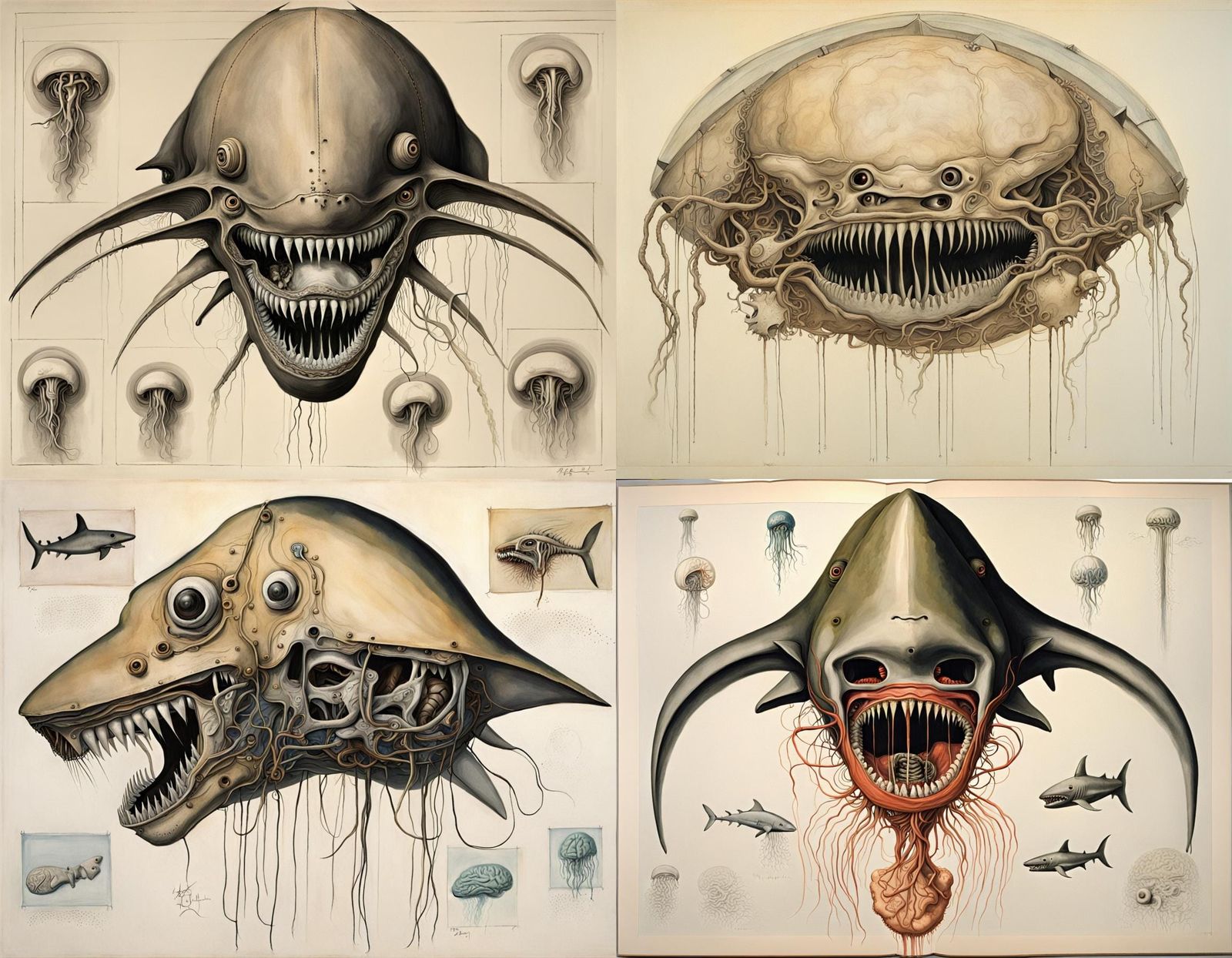 Surreal Mecha Shark Jellyfish Hybrid