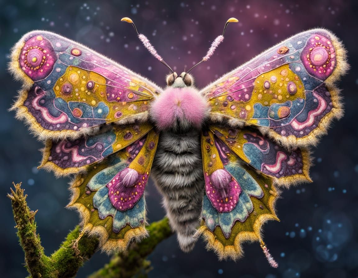 Large Fuzzy Moth with Dotted Wings