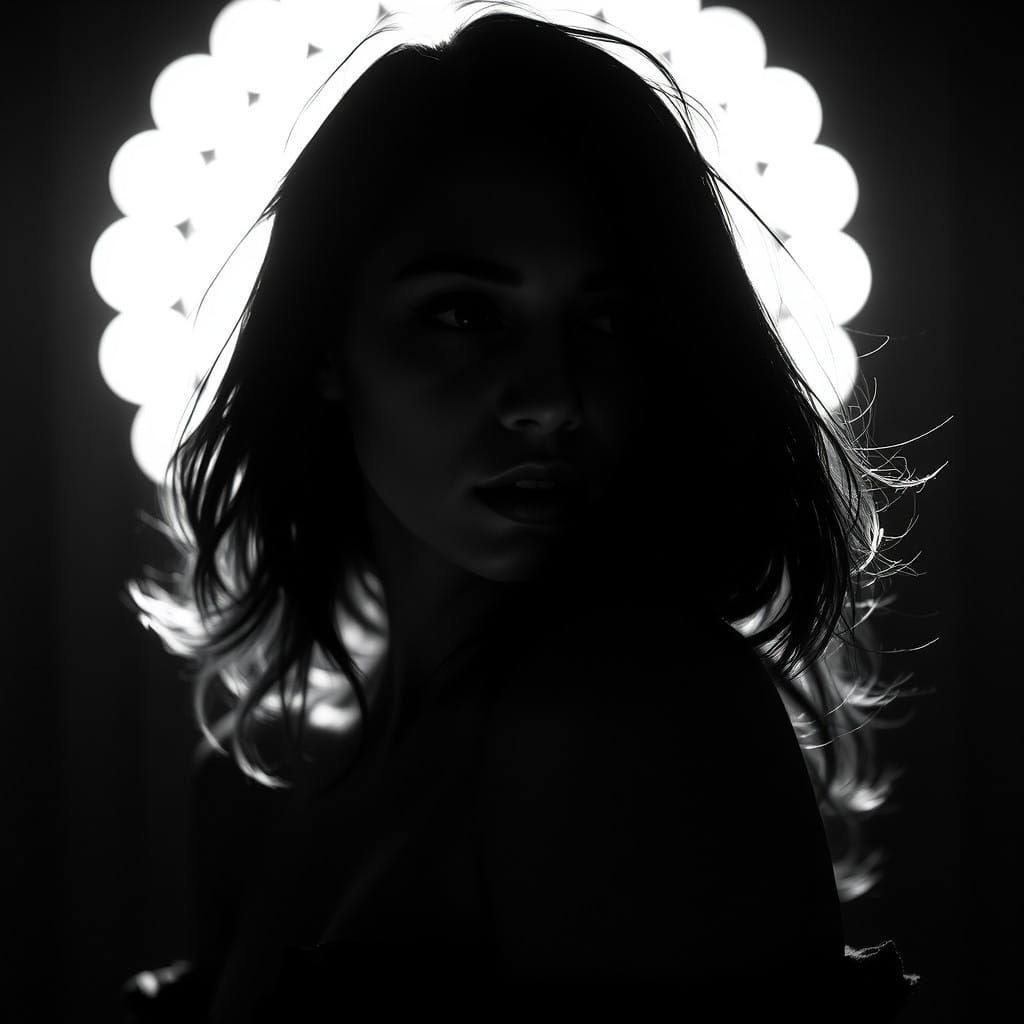 Moody Black and White Portrait with Cinematic Lighting