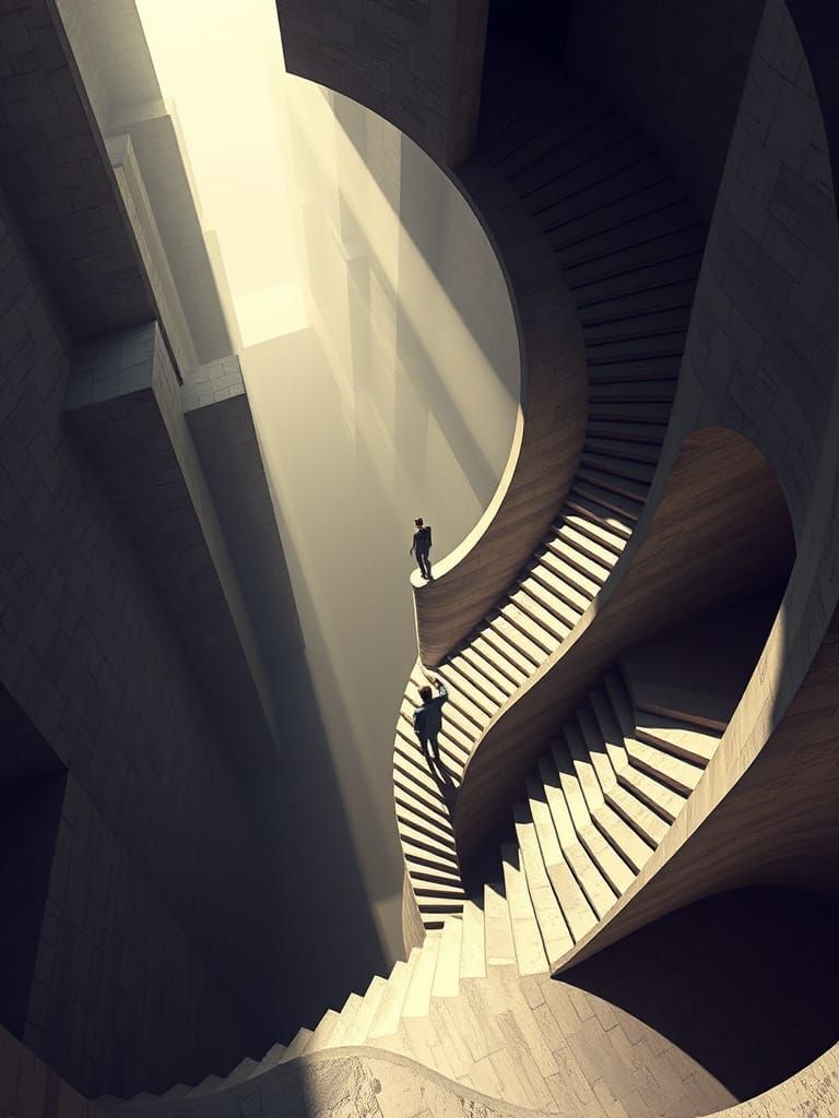 Surreal Staircase: An Escher-Dalí Fusion