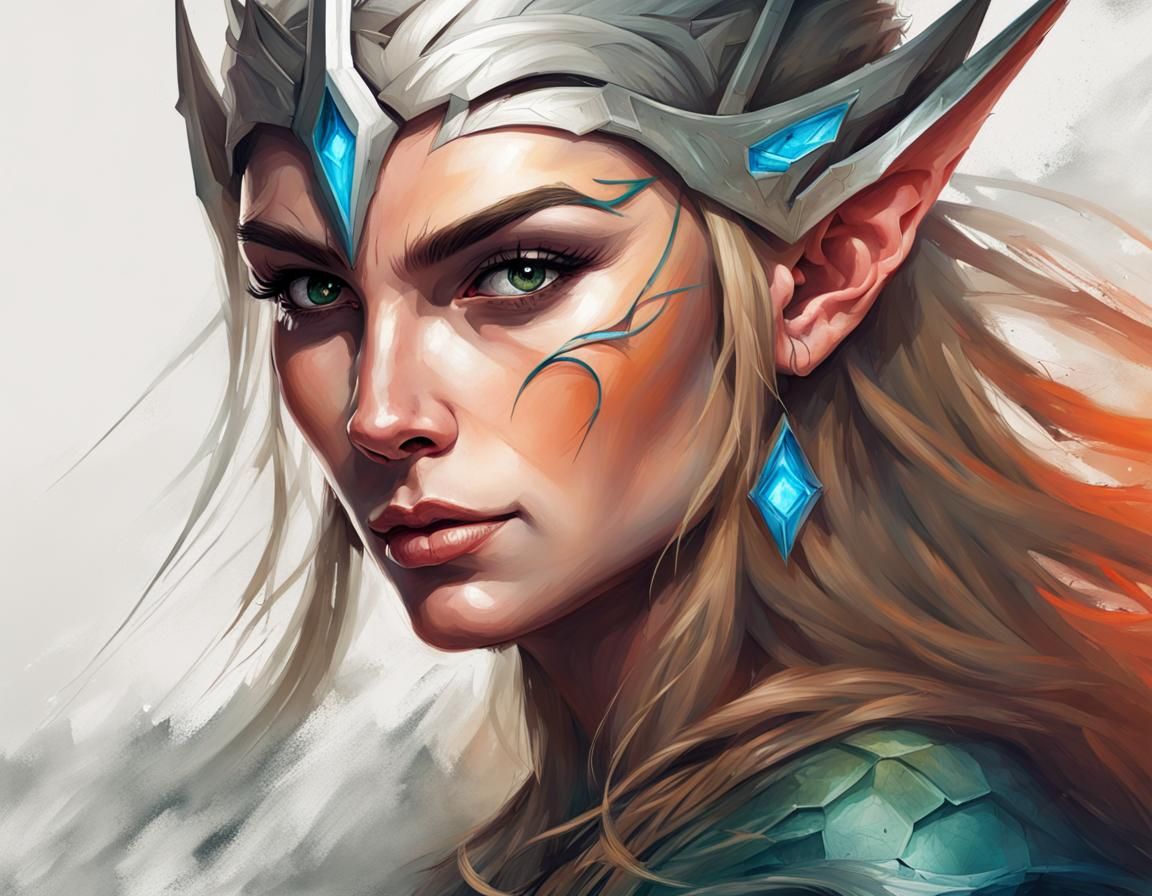 Fierce Elven Warrior Portrait in a Fantasy Realm