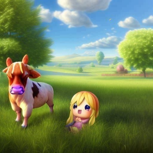 Hyper-Realistic Grass Under Harvest Moon in 3D