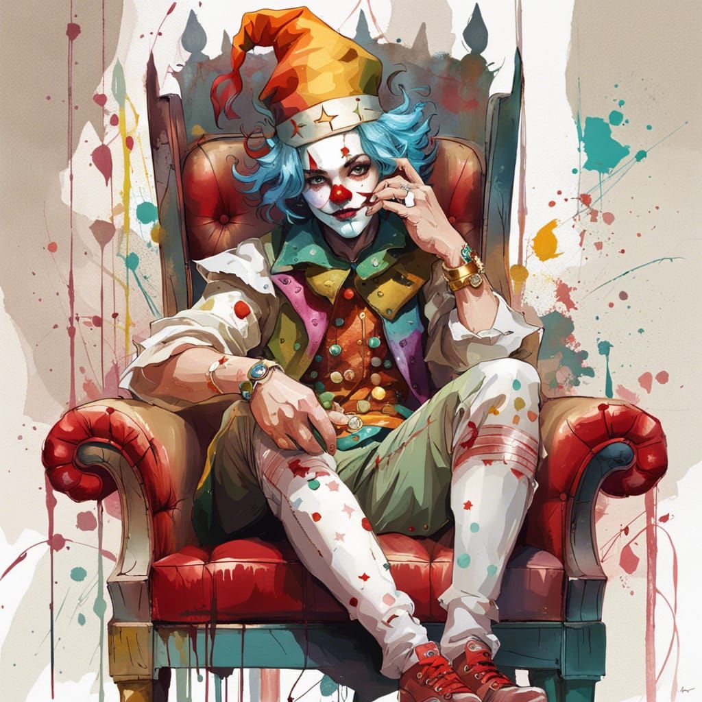 Cute Jester with Clown Makeup Concept Art