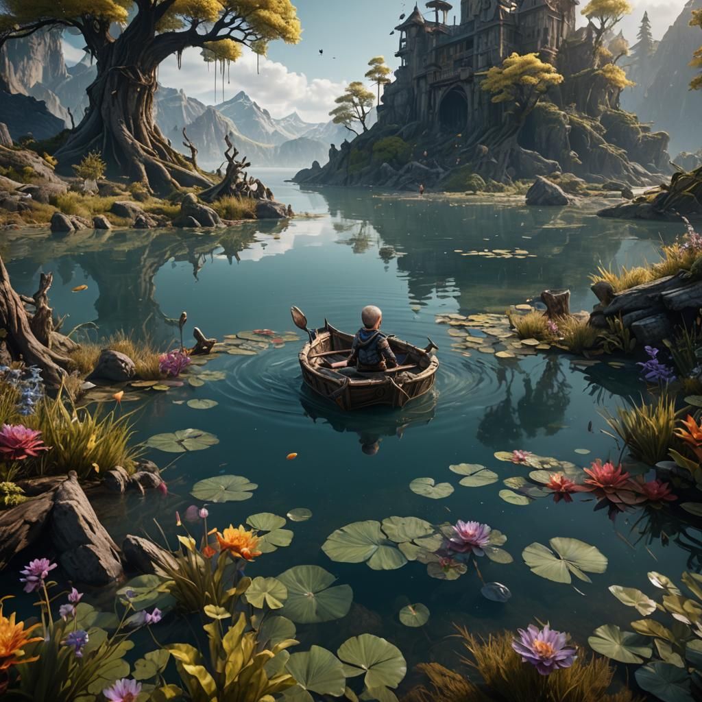 Fantastical Baby in Lake Concept Art