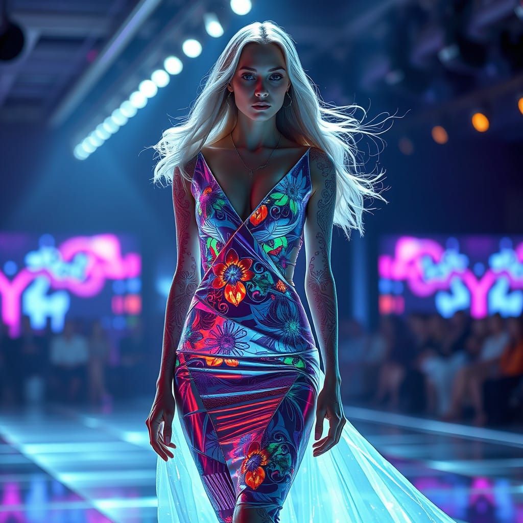 Surreal Fashion Show in Holographic Elegance - 3030