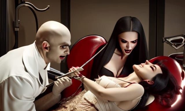Dental treatment from the vampire dentist from hell