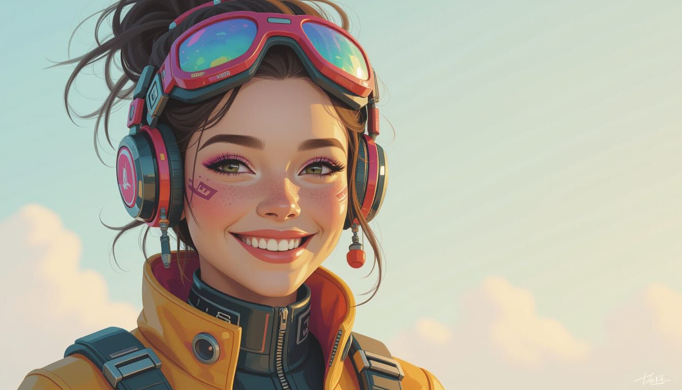 Futuristic Character with Genuine Smile