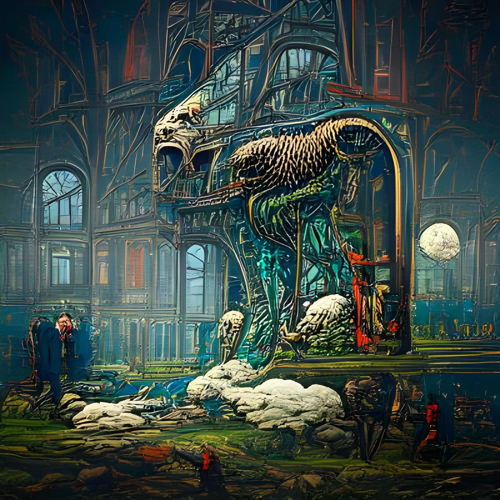 Surreal Biopunk Machine in Gothic Art Nouveau Style