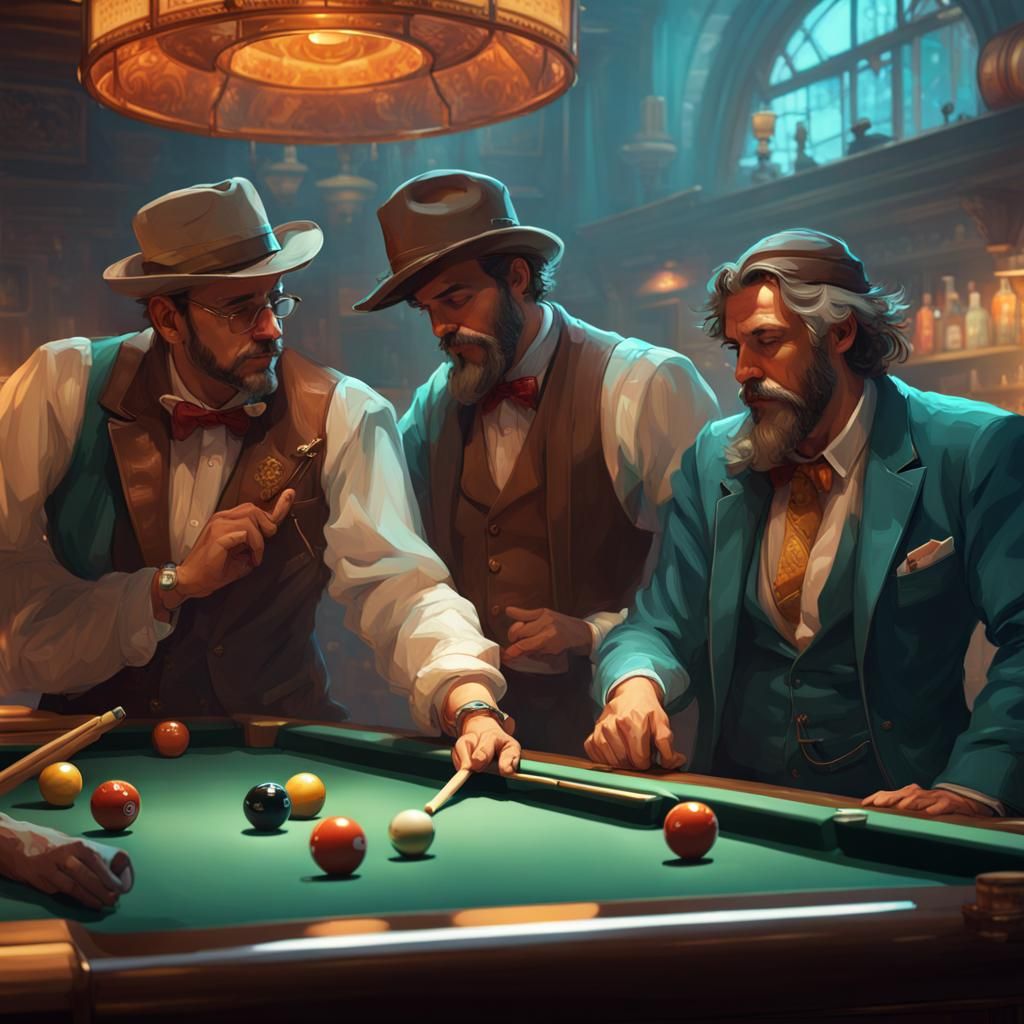 Sophisticated Men at Pool Bar in Dynamic Lighting