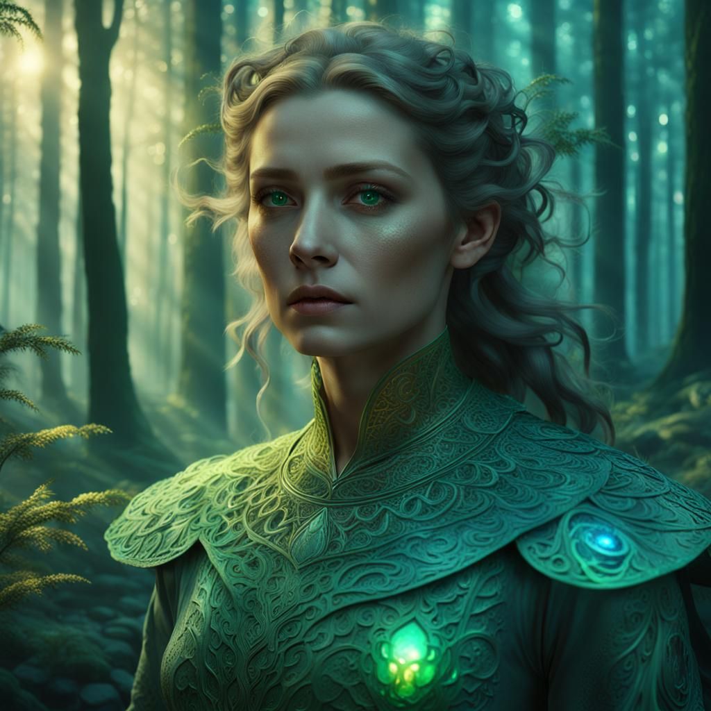 Ethereal Mystic in Ancient Forest Fantasy Art