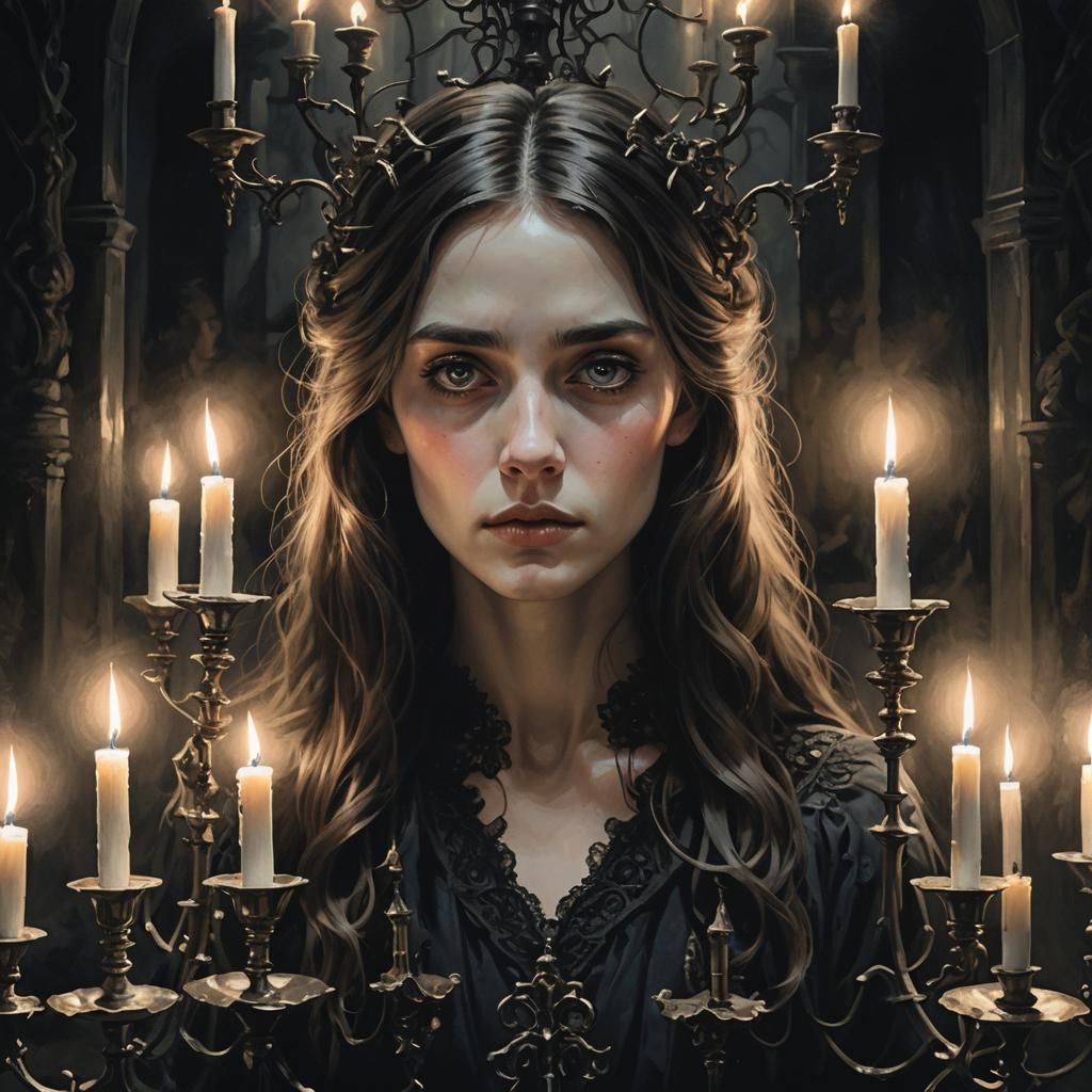 Contemplative Woman in Twilight Shadows: Ethereal Portrait