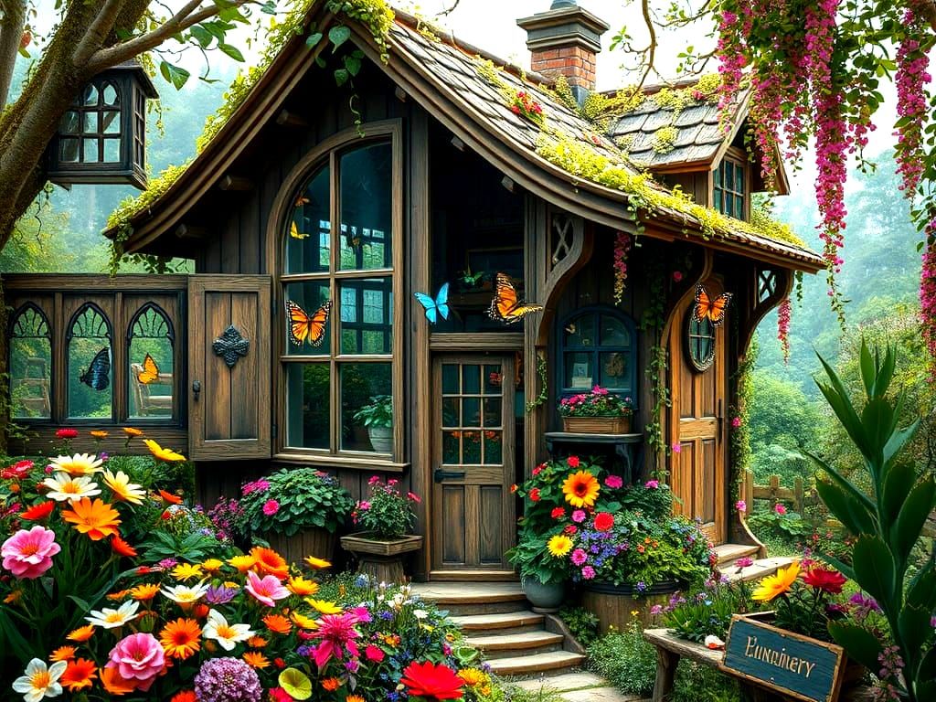 Butterfly House Among Wildflowers: Matte Painting