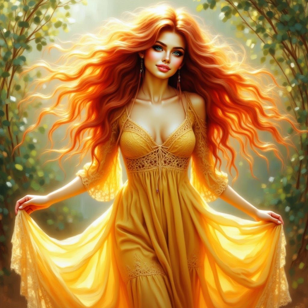 Beautiful Maiden in Golden Light