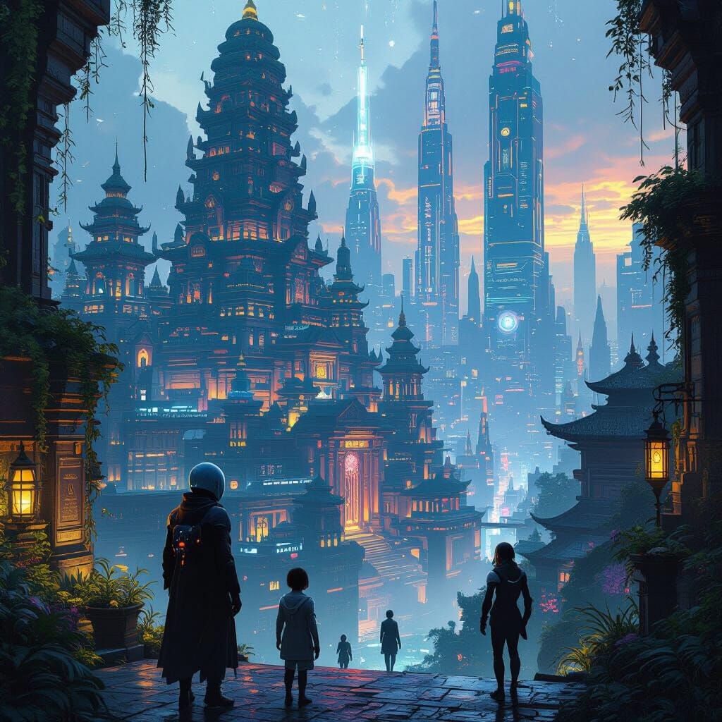 Futuristic Metropolis: Cyberpunk Meets Fantasy