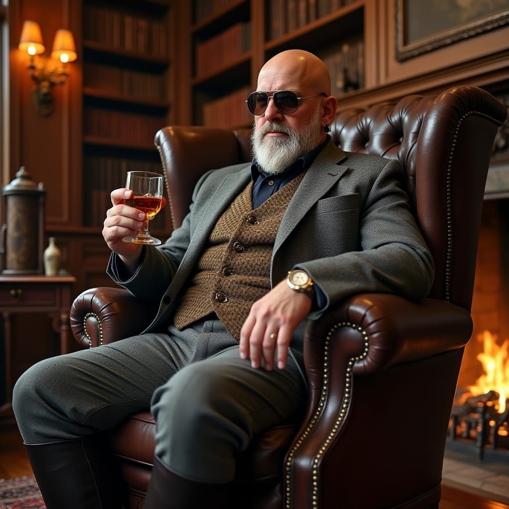 Victorian Gentleman Enjoying Whisky by Firelight
