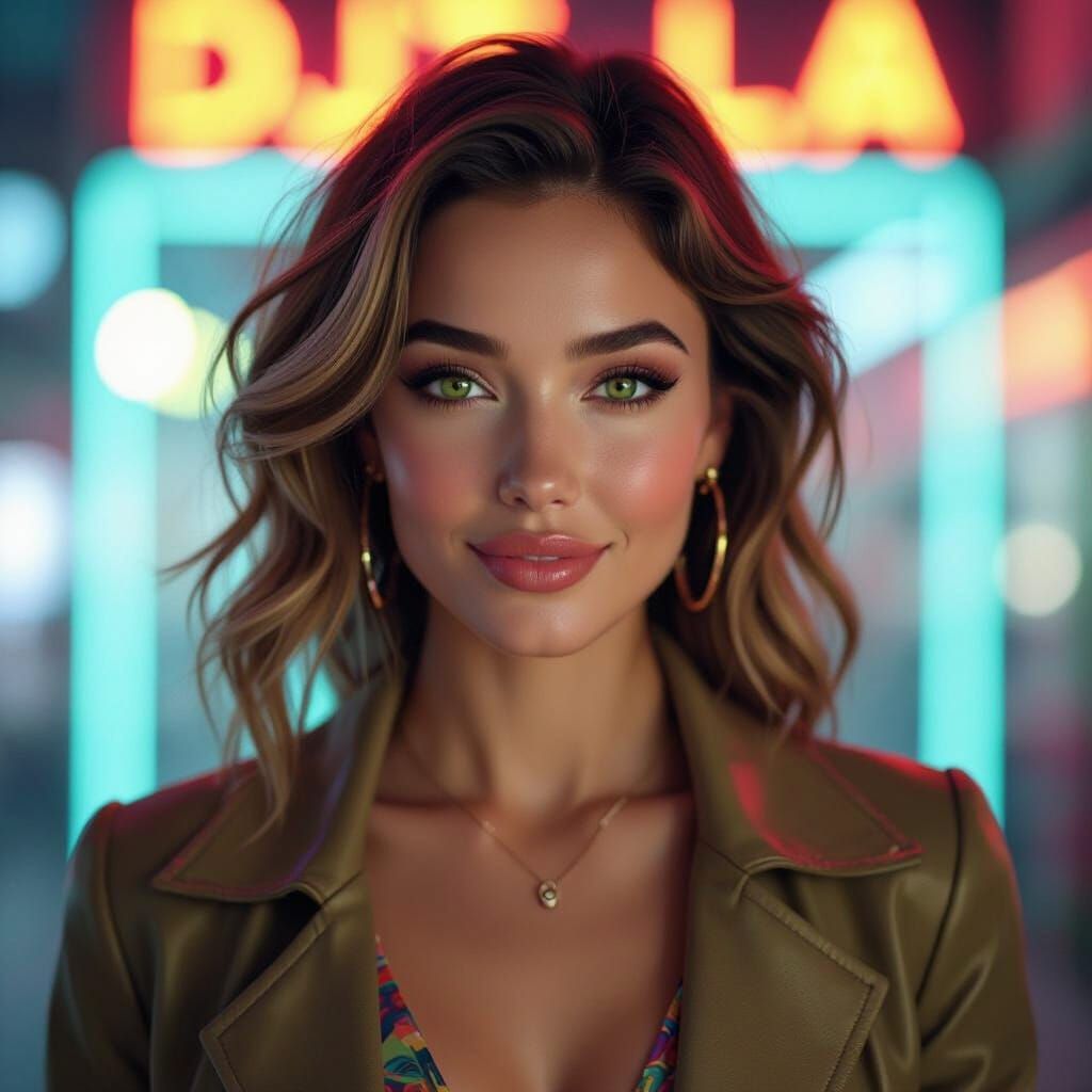 Vibrant Woman Portrait in Hyperrealistic Style