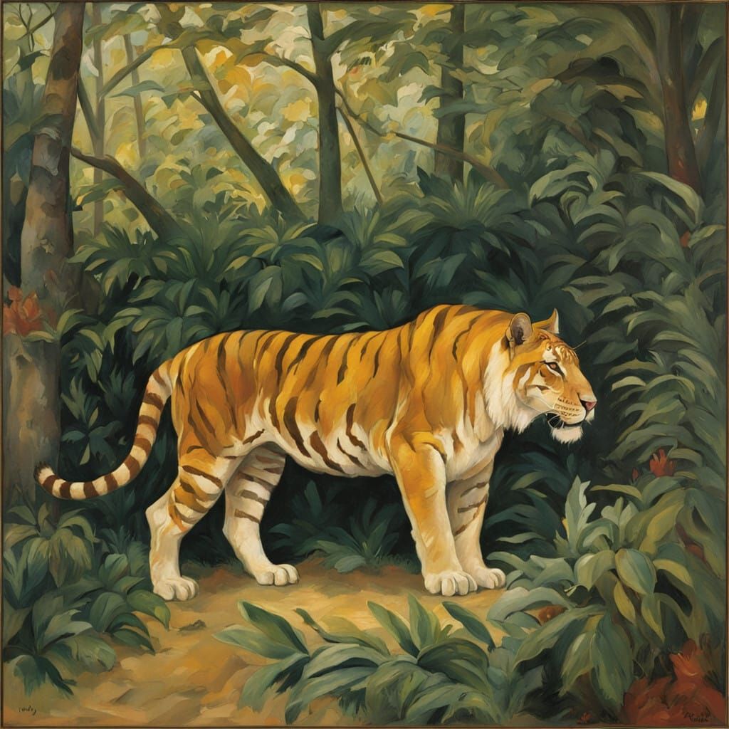 Regal Liger in Vibrant Impressionist Landscape