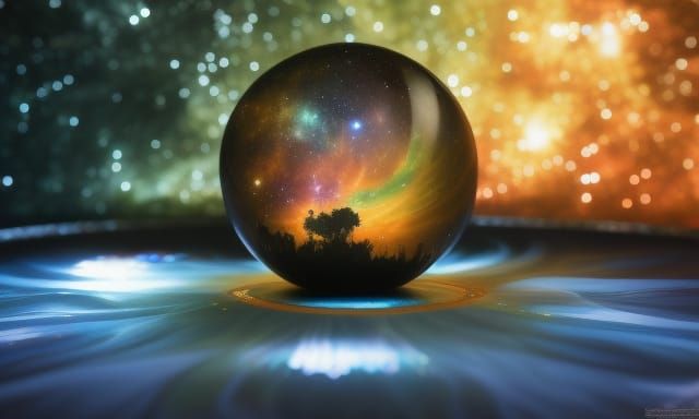 Galaxy Crystal Ball Detailed Matte Painting
