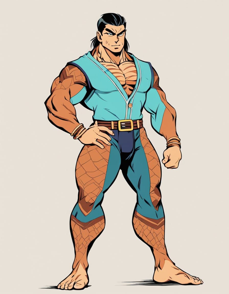 Ancient Warrior in Epic 90s Dragon Ball Art Style