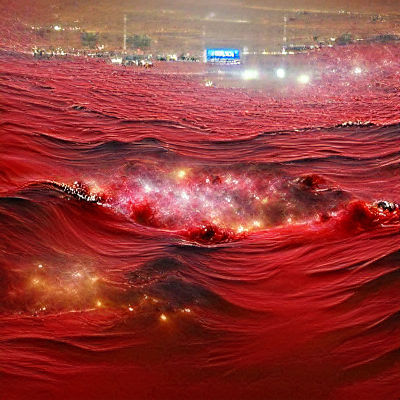 Abstract Red Sea Galaxy Illustration