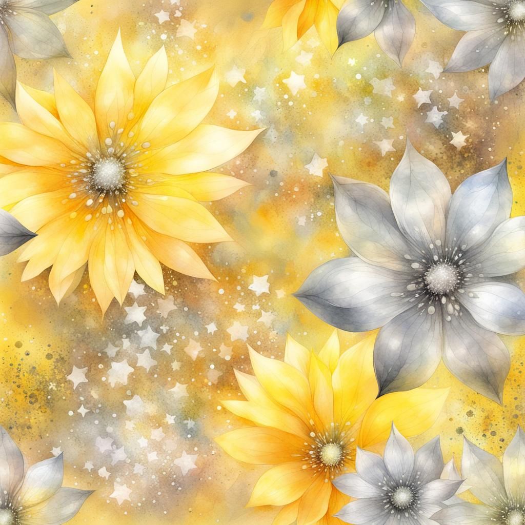 Dreamy Sparkle Flowers in Watercolor Style