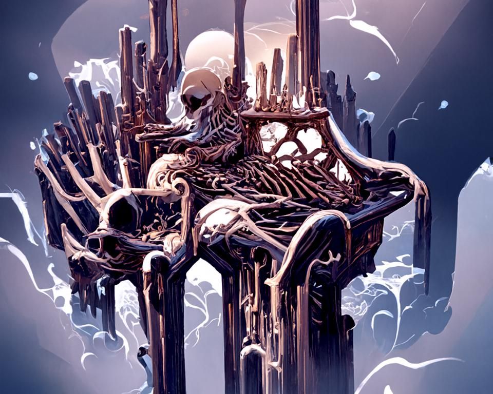Dark Fantasy Throne of Bones Digital Artwork