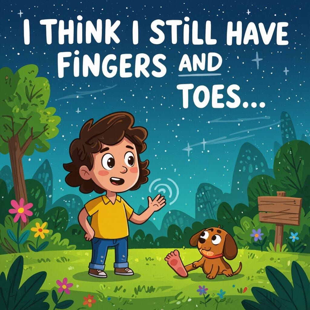 Cartoon Character Ponders Having All Fingers And Toes