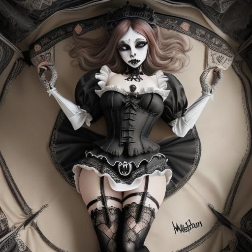 Gothic Woman in Candyland: Expressionist Impasto Painting